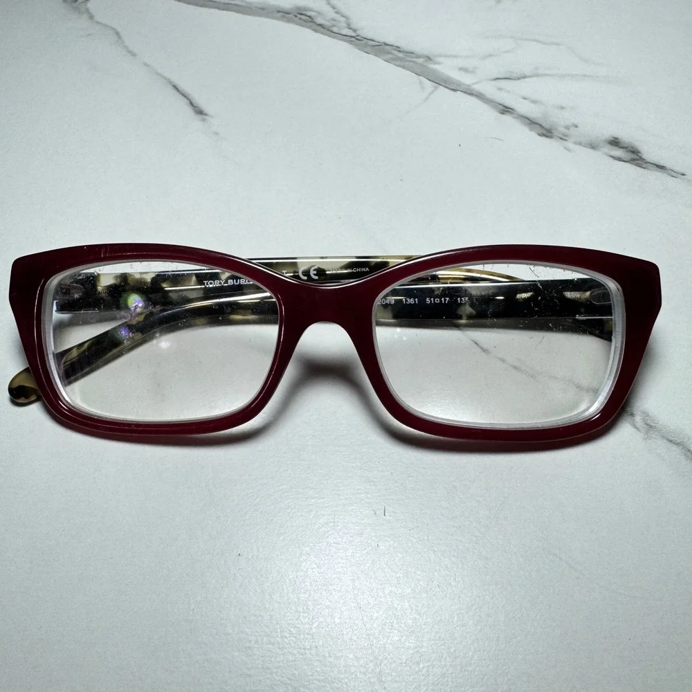 Tory Burch TY 2049 1361 Burgundy Tortoise Rectangular Eyeglass Frames 51-17-135